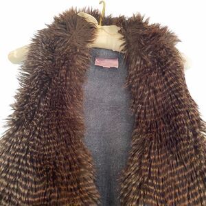 Romeo & Juliet Couture Brown Faux Fur Vest Medium